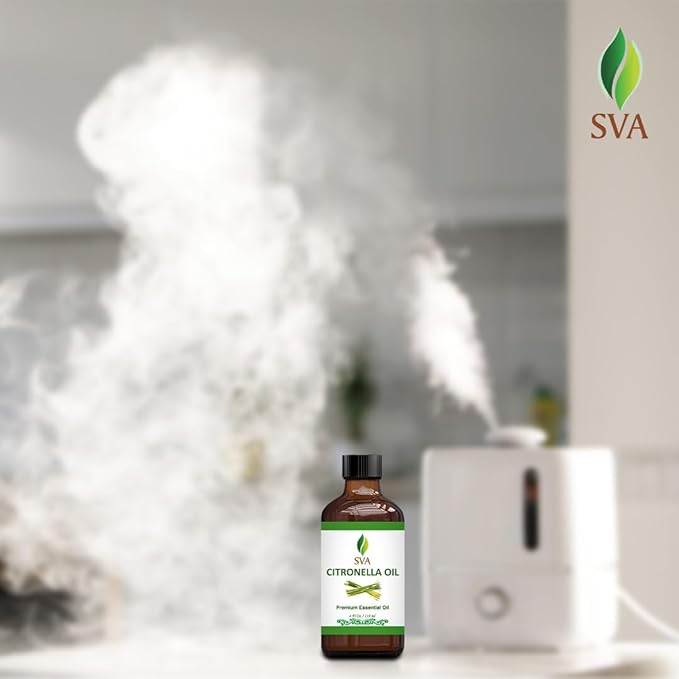 SVA Citronella Essential Oil – 4 Fl Oz – 100% Natural Citronella Oil - for Diffuser, Hair Care, Face, Skin Care, Aromatherapy, Scalp and Body Massage, Soap and Candle Making - with Dropper-Velvo Beauty