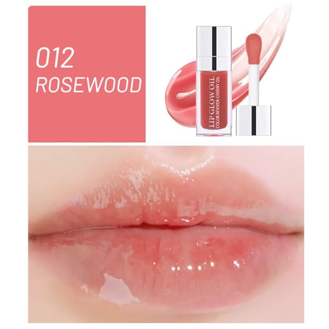 Yasovigi Hydrating Lip Oil Plumping Lip Tint Moisturizing Lip Gloss, Transparent Lip Balm Care Stick Nourishing Repairing Non-sticky, Moisture&Lighten Lip Lines (Pink + Rosewood)-Velvo Beauty