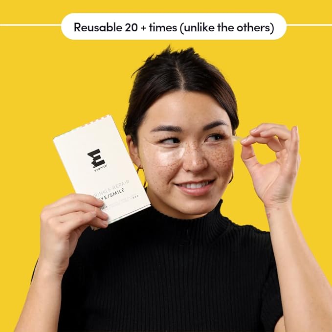 Wrinkle Repair Eyes and Smile - Hydrating Under Eye Patches for Puffy Eyes and Fine Lines - Reusable Silicone Gel Masks - Anti-Wrinkle Treatment, USA Made (2 Count)-Velvo Beauty