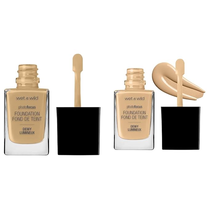 wet n wild Photo Focus Dewy Foundation Cream Beige & Buff Bisque Liquid Makeup Bundle-Velvo Beauty