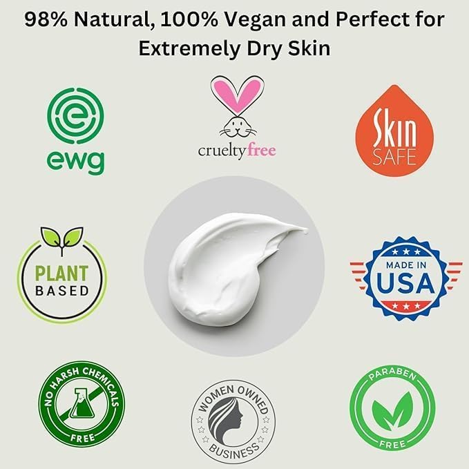 RaGaNaturals Natural Moisturizing Cream - Body & Face Moisturizer for Dry to Very Dry, Sensitive Skin - Unscented Body Cream with Vitamin E & Avocado, Argan Oil - Non-Comedogenic, Fragrance Free -8 Oz-Velvo Beauty