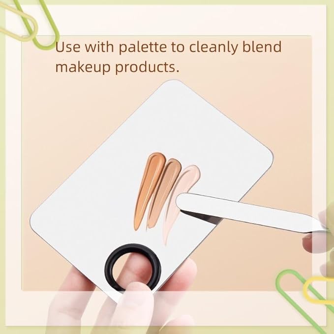 Stainless steel make-up spatula and tray set Make-up spatula Foundation stick Special make-up tray Nail art tray Nail art tools, Silver-Velvo Beauty