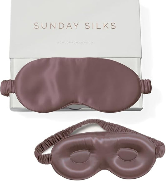 SUNDAYSILKS™ 3D Contoured Silk Sleep Mask | Padded Silk Eye Mask with Eye Cups for Lash Extensions | Blackout, Organic for Women & Men, Perfect for Travel, Slip-Free Deep Sleeping, Antifaz para Dormir-Velvo Beauty