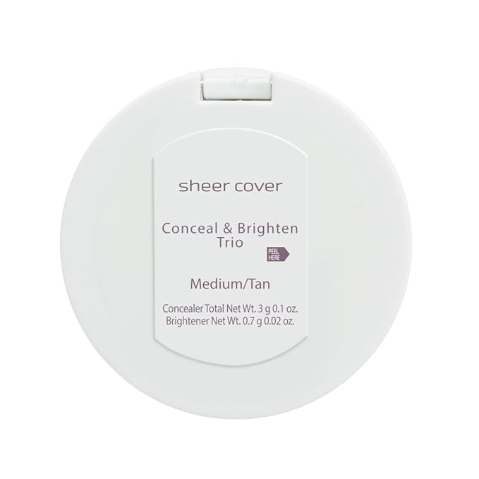 Sheer Cover Studio – Conceal and Brighten Highlight Trio – Two-Toned Concealers – Shimmering Highlighter – Medium/Tan Shade – With FREE Concealer Brush – 3 Grams-Velvo Beauty