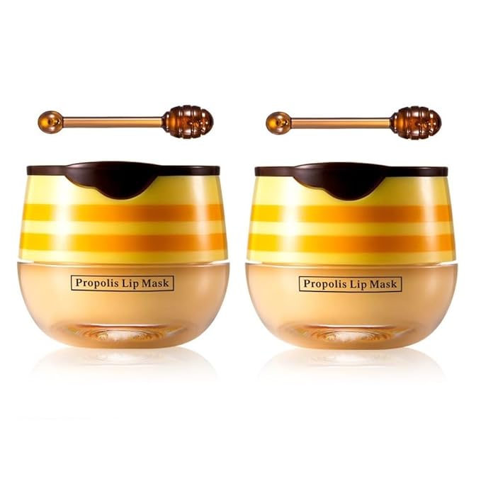 2 Pcs Honey Pot Lip Balm, Moisturizing Restors Moisture Bee Lip Mask for Dry Lips Lip Mask.(Honey)-Velvo Beauty