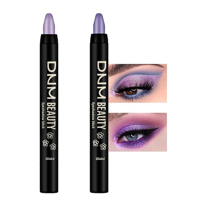 Kaely 2Pcs Cream Eyeshadow Stick Set for Eyes,Light Purple & Vioiet Shimmer Pen,Eye Brightener Halloween Makeup,sombras para ojos,Smooth Eye Shadow Highlighter Crayon Pencil Waterproof,08+09-Velvo Beauty