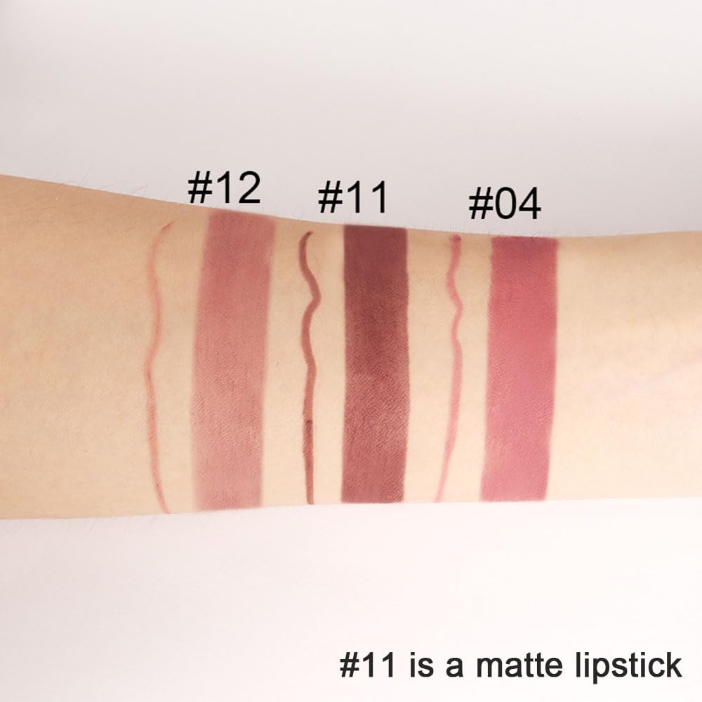 Kaely 2-in-1 Brown Lip Liner & Lipstick Set Kit for Women, Matte Lips Kit with Lip Liner Lip Stains Long Lasting Waterproof 24 Hour Lipstick and Lip Liners Combo Lipliners Pencil Set 11-Velvo Beauty