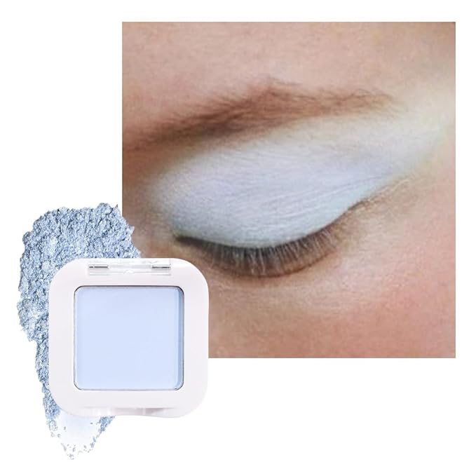 evpct Light Blue Matte Single Eyeshadow Palette, Pastel Sky Blue Natural Cream Powder Matte Eye Shadow Palette Makeup for Older Women, Highly Pigmented Mini Monochrome Eyeshadow Sombra Para Ojos-Velvo Beauty