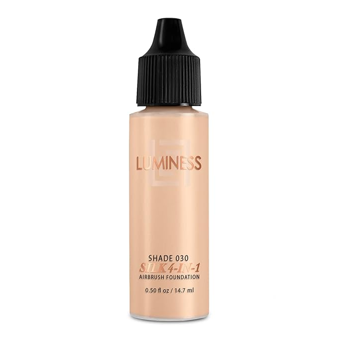 Luminess Air Silk 4-In-1 Airbrush Foundation- Foundation, Shade 030 (.5 Fl Oz) - Sheer to Medium Coverage - Anti-Aging Formula Hydrates and Moisturizes - Professional Makeup Kit for Cordless Air Brush-Velvo Beauty