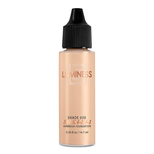 Luminess Air Silk 4-In-1 Airbrush Foundation- Foundation, Shade 030 (.5 Fl Oz) - Sheer to Medium Coverage - Anti-Aging Formula Hydrates and Moisturizes - Professional Makeup Kit for Cordless Air Brush-Velvo Beauty