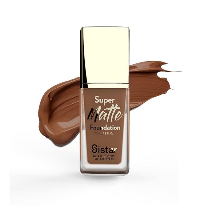 Sistar Super Matte Foundation Perfecting Liquid Foundation Full Coverage Control Shine Weightless Longwearing 30 mL / 1 fl. oz. (Sienna)-Velvo Beauty