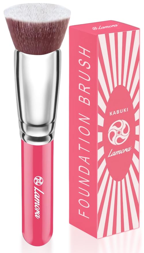 LAMORA Foundation Brush for Liquid Makeup - Kabuki Face Brush for Cream, Powder, Blush, and Concealer - Flat Top Blending, Buffing, Stippling Brush-Velvo Beauty