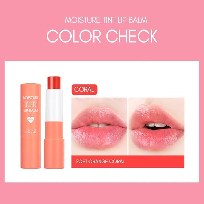 Moisture Tint Lip Balm-Vegetable oil, Shea butter, Avocado Oil-Long-lasting colors,Lip Repair,Dry Lip Treatment-Moisturizing Lip Care 0.12oz. (Coral)-Velvo Beauty