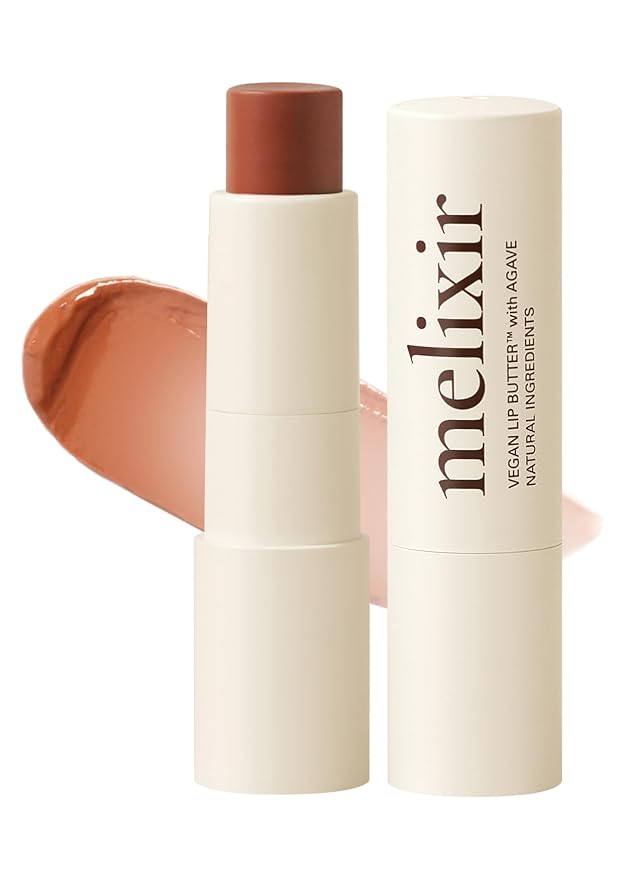 Melixir Vegan Lip Butter #12 Caramel(Tinted) (+11 more colors) 0.13oz, Bee Free, Petrolatum Free, Deep Nourishing Plant-Based Vegan Chapstick, Vegan Lip Balm for Dry, Cracked and Chapped Lips-Velvo Beauty