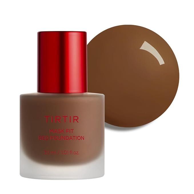 TIRTIR Mask Fit Red FoundationㅣLong Lasting Flawless Coverage, Energy Essence, Lightweight, Hydrating, Pore-Blurring, Breathable Satin Finish, Makeup, Radiant Skin, #45W Chestnut, 1.01 Fl Oz-Velvo Beauty