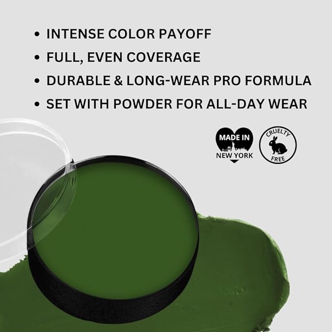 Mehron Makeup Color Cups | Stage, Foundation, Face Paint, Body Paint, Halloween | Face Paint Makeup | Greasepaint .5 oz (14 g) (Green)-Velvo Beauty