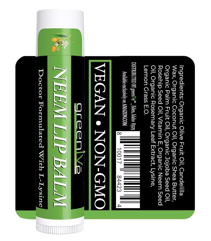 GreenIVe Neem Lip Balm, Vegan Lip Moisturizer with L-Lysine, Soothe and Soften (1)-Velvo Beauty