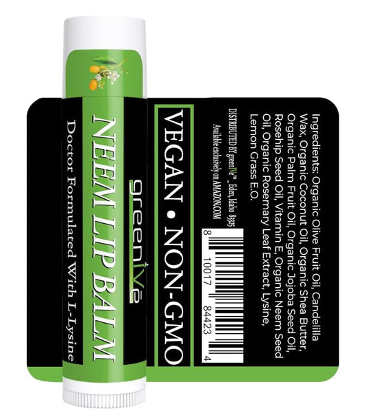 GreenIVe Neem Lip Balm, Vegan Lip Moisturizer with L-Lysine, Soothe and Soften (1)-Velvo Beauty