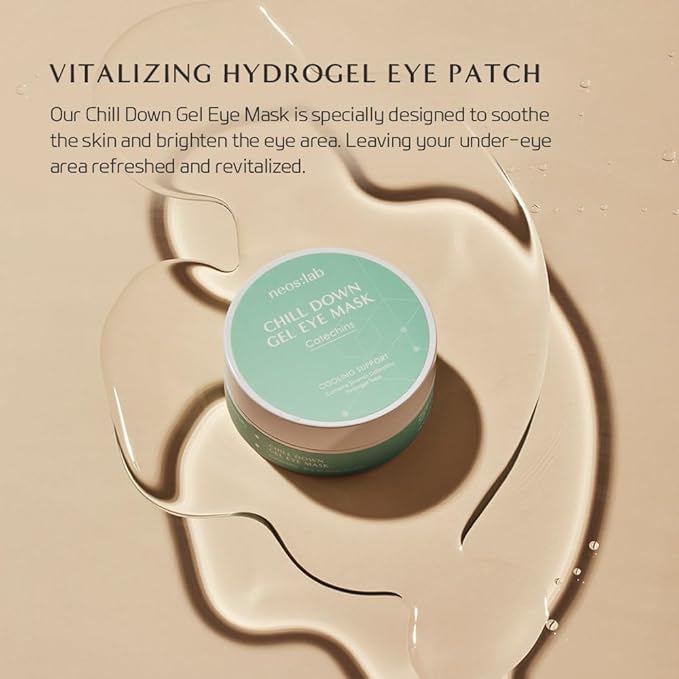 Chill Down Gel Eye Mask 60ea (30pairs) - Cooling Hydrogel Eye Patch with Catechins, Arnica Flower, Vitamins, Caffeine for Relieving Tired Eye Area, Brightening, Reducing Eye Bags, Puffy Eye-Velvo Beauty