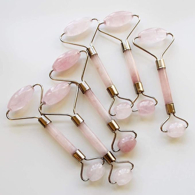 Mount Lai De-Puffing Rose Quartz Facial Roller – The Stone of Love, Certified Rose Quartz Face Roller for Anti-Aging, Soothing & Radiant Skin, Facial Massager Tool for Self-Care Ritual-Velvo Beauty