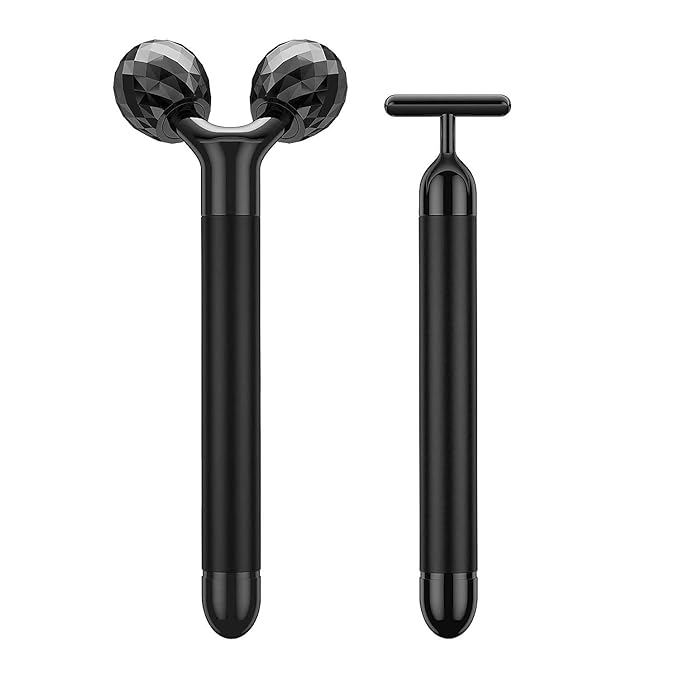 2-IN-1 Beauty Bar Electric Face Massager, 3D Roller and T Shape Arm Eye Nose Head Massager Facial Roller Massager Kit Skin Care Tools-Velvo Beauty