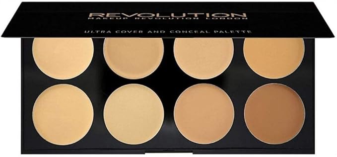 Makeup Revolution Ultra Cover & Concealer Palette, Ultimate Coverage, Light, 8 Shades, 10g-Velvo Beauty
