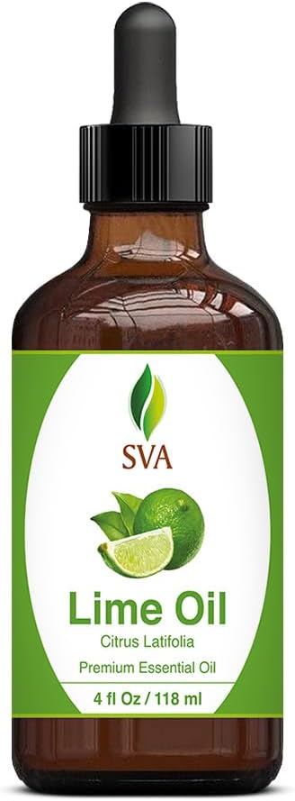 SVA Lime Essential Oil – 4 Fl Oz – 100% Natural Lime Oil - for Diffuser, Hair Care, Face, Skin Care, Aromatherapy, Scalp and Body Massage, Soap and Candle Making - with Dropper-Velvo Beauty