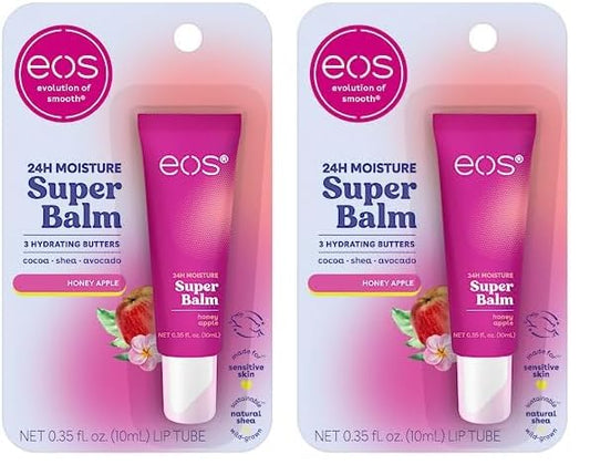 eos 24H Moisture Super Balm- Honey Apple, Lip Mask, Day or Night Lip Treatment, Made for Sensitive Skin, 0.35 fl oz (Pack of 2)-Velvo Beauty
