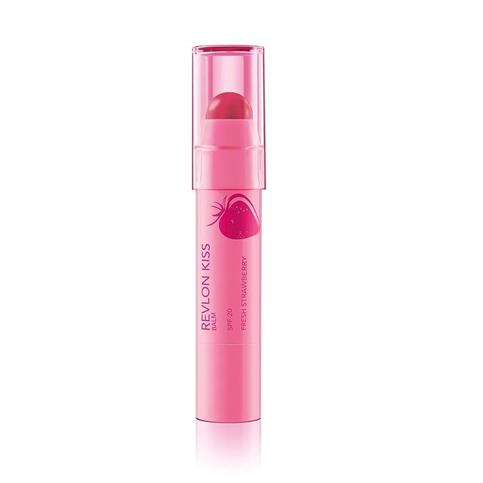 Revlon Lip Balm, Kiss Tinted Lip Balm, Face Makeup with Lasting Hydration, SPF 20, Infused with Natural Fruit Oils, 025 Fresh Strawberry, 0.09 Oz-Velvo Beauty