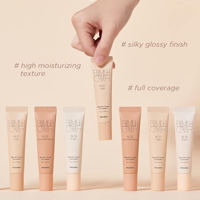 Hanskin New Blemish Cover Full Coverage Concealer, Semi Matte Creamy Formula, Flawless Finish, Korean Cosmetic [Natural/12g]-Velvo Beauty