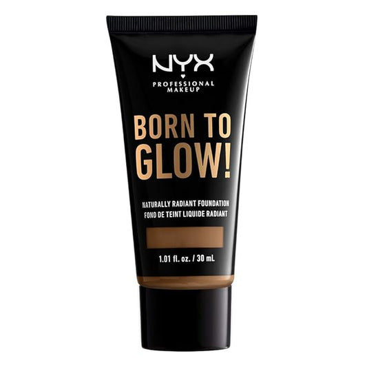 NYX PROFESSIONAL MAKEUP Born To Glow Naturally Radiant Foundation, Medium Coverage - Deep Sable-Velvo Beauty