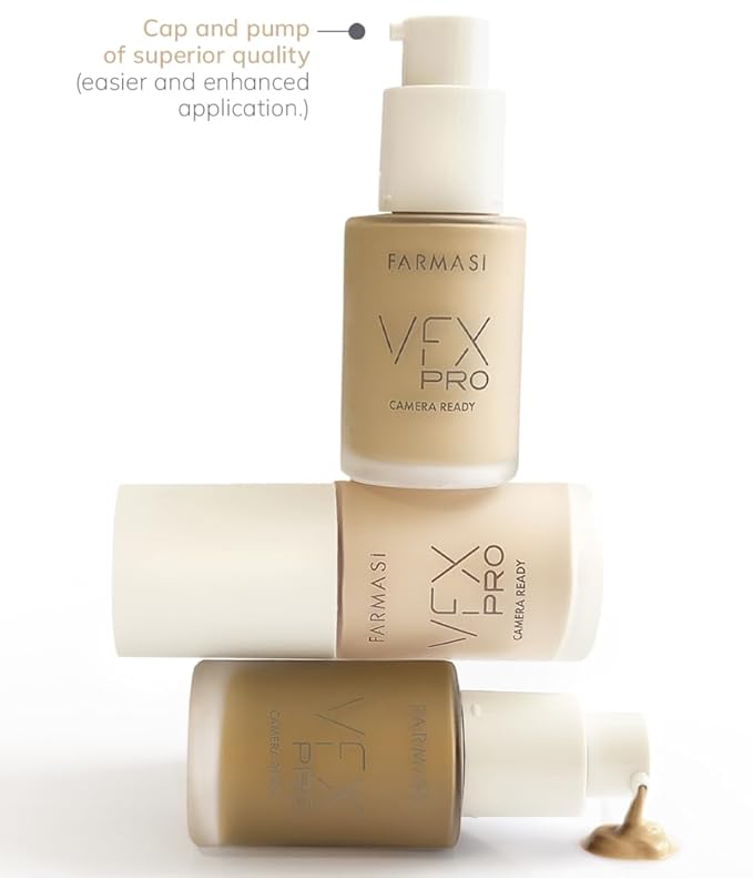 FARMASi Vfx Pro Foundation, Full Coverage Liquid Cream, Lightweight Long Lasting Coverage, Breathable Skin Moisturizer with Color True Matte Blending, Face Makeup, 1 fl. oz / 30 ml - Cool Light 05-Velvo Beauty