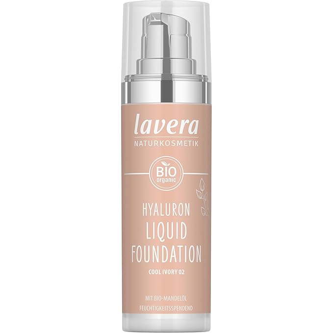 lavera Hyaluron Liquid Foundation - Cool Ivory 02 - Foundation Make Up with Hyaluron & Almond Oil for a Flawless Complexion - Face Make Up - PETA Certified - Vegan - Made in Germany - 1 Fl Oz-Velvo Beauty