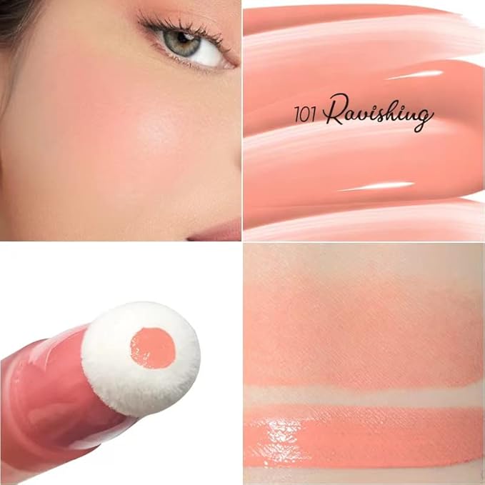 Cream Blush Wand, Milk Liquid Blush Contour Wand with Cushion Applicator, Smooth Natural Blush Makeup Stick for Cheek Lip Eye, Lightweight, Easily Blendable,101 Ravishing,Nude Pink-Velvo Beauty
