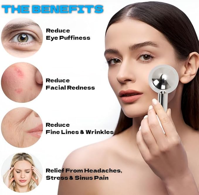 Ice Globes for Face & Eyes, Unbreakable Stainless Steel Cryo Massagers for Skincare Routines, Multifunctional Cold Roller Cooling Globes for Puffiness, Sagging Skin, Fine Lines, and Facial Relaxation-Velvo Beauty