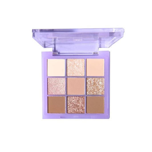 Violet Fairy 9 Color Eyeshadow Palette, Warm Neutrals (01)-Velvo Beauty