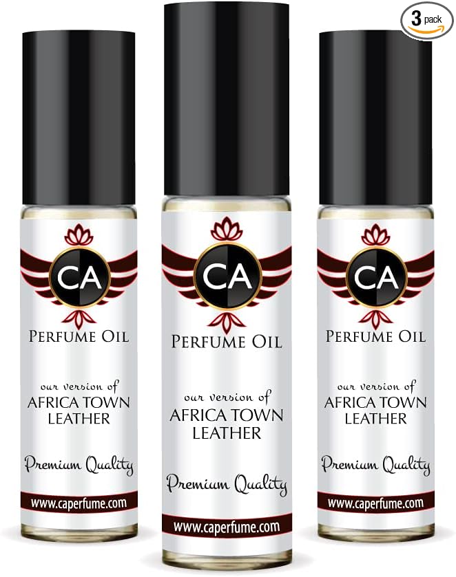 CA Perfume Club Impression of Mmos Africa Town Leather For Women & Men Replica Fragrance Body Oil Dupes Alcohol-Free Essential Aromatherapy Sample Travel Size Long Lasting Attar Roll-On 0.3 Fl Oz-X3-Velvo Beauty