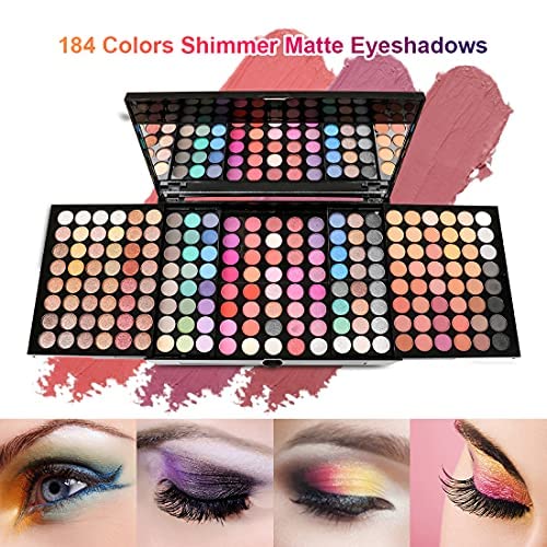 194 Colors Pink Cosmetic Make up Palette Set Kit with Eyeshadow Blusher Eyebrow Powder Face Concealer,All-in-One High Pigment Powder Pallet Kit with Mirror, Applicators-Velvo Beauty