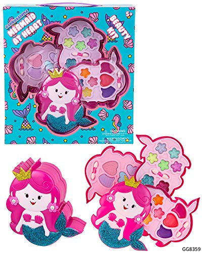 Expressions – Mermaid Beauty Kit – Novelty Starter Makeup Palette, Fold Out Makeup Palette, Make Up Toy Cosmetic Kit Gifts for Girls -Washable Make Up Set-Non-Toxic-Velvo Beauty