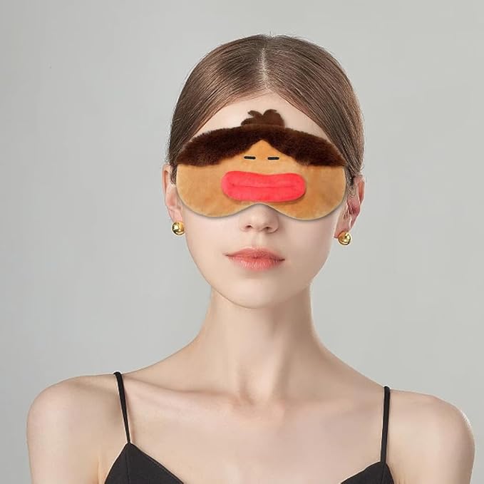 PERFECTSIGHT Sleep Eye Masks, Cute Plush Sleep Eye Cover Lightweight Adjustable Eyeshade Faux Fur Mask Cover for Women Men Sleep Travel Nap, Girl Braid-Velvo Beauty