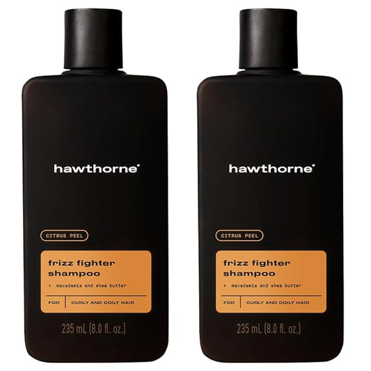 Hawthorne Frizz Fighter Shampoo for Curly Hair with Shea Butter, Macadamia, and Coconut Oil. Hydrate Hair and Tame Frizz. Sulfate Free, Paraben Free. 8 Fl. Oz. 2-Pack.-Velvo Beauty
