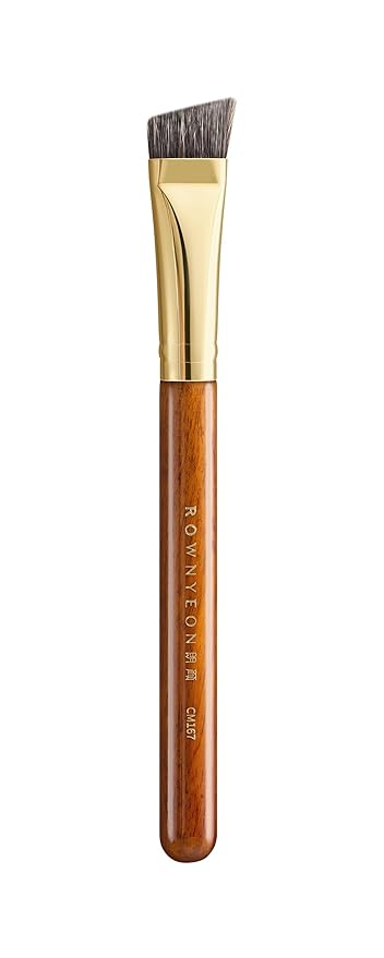 Desert Oak Series Flat Angled Eyebrow Brush - Straight Edge Design for Natural Hair-Like Strokes, 50% Weasel & Goat Hair Blend, Ebana Handle & Brass Ferrule (CM 167)-Velvo Beauty