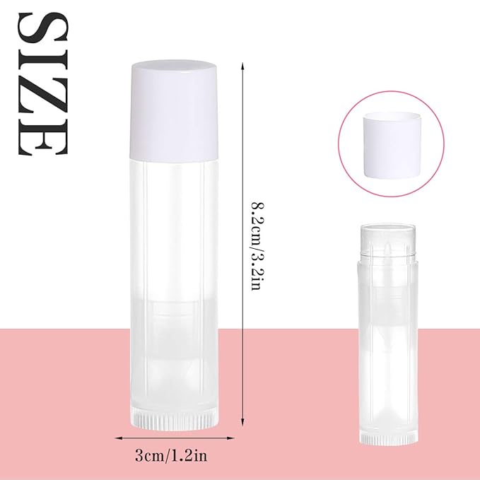 100 Sets Empty Lip Balm Tubes Bulk Round with White Caps for DIY Lipstick homemade, 3/16 Oz (5.5 ml), Clear, BPA Free, 100 Tubes and 100 Caps-Velvo Beauty