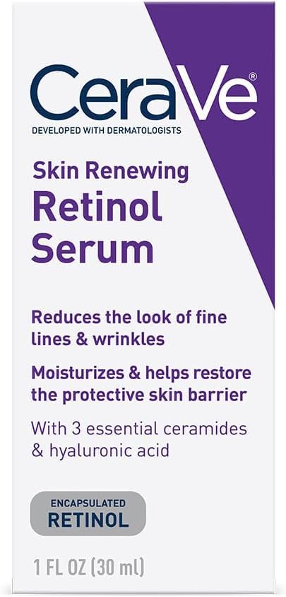 CeraVe Anti Aging Retinol Serum For Face, Encapsulated Retinol With Hyaluronic Acid, Niacinamide & Ceramides, Smooths Wrinkles & Fine Lines, Gentle Skin Brightening Serum, Fragrance Free, 1 Oz-Velvo Beauty