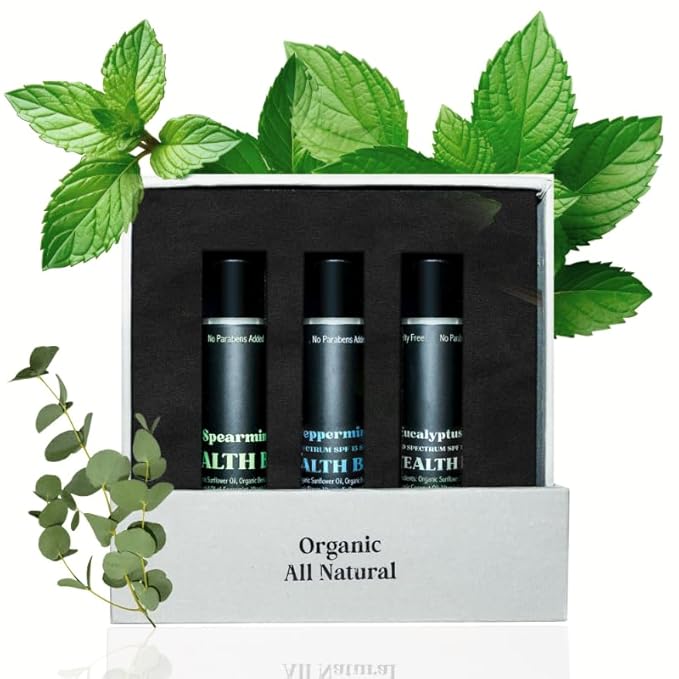 Organic Mint Lip Balm - SPF 15 Sun Protection - Moisturizing Lip Balm - Includes Spearmint, Peppermint, and Eucalyptus Mint Lip Balms - Chapstick to Soothe & Smooth Chapped Lips-Velvo Beauty