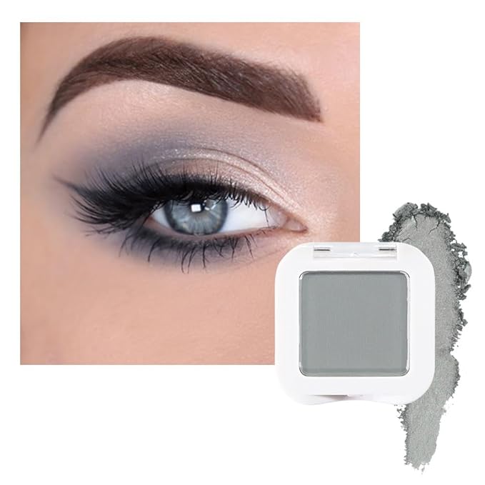evpct Matte Grey Eyeshadow Singles, Smoky Gray Grey Dusty blue Cream Single Matte Eye Shadow Palette Makeup for Older Women, High Pigment Waterproof Monochrome Mini Eyeshadow Palette, sombra de ojos-Velvo Beauty