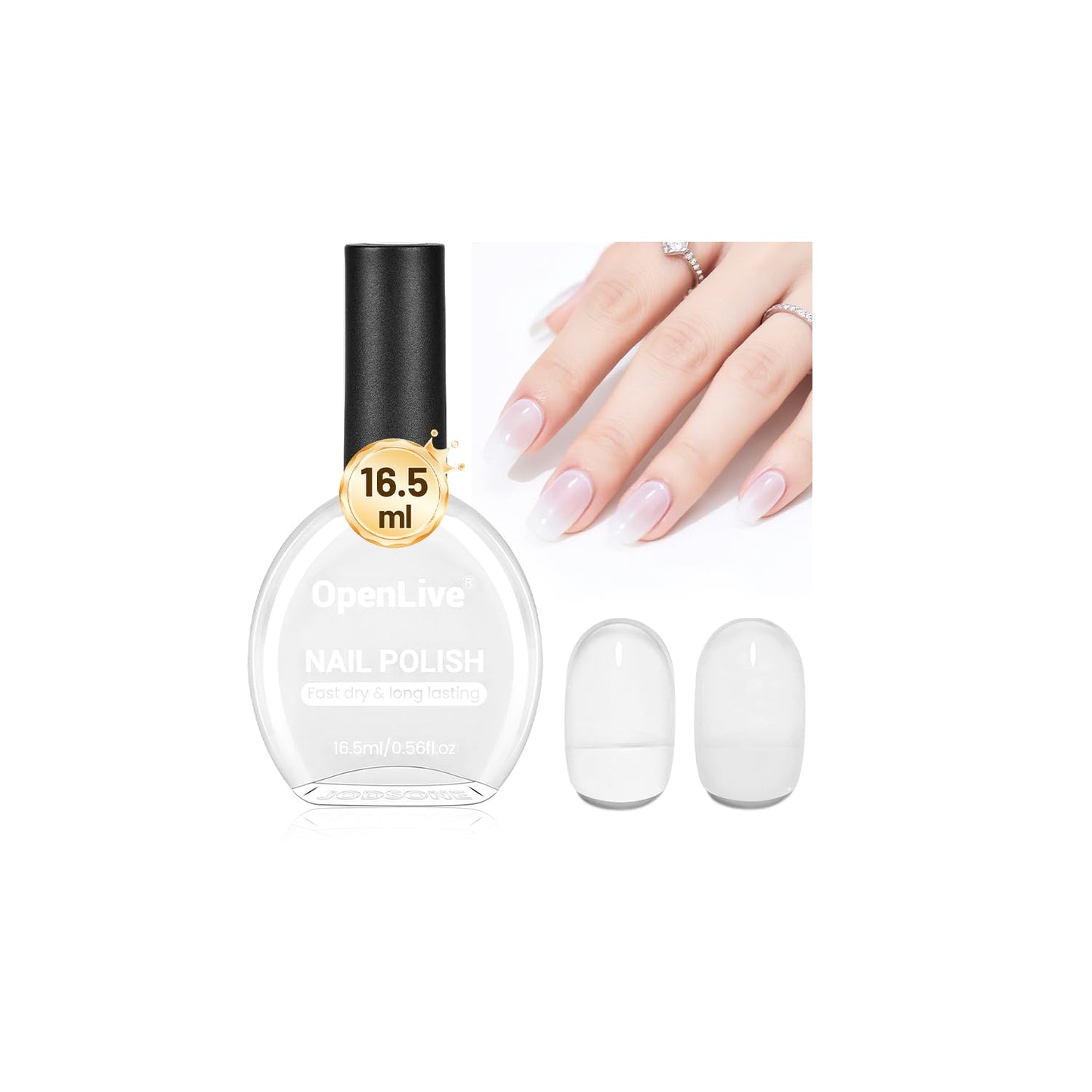16.5ml Jelly Milky White Nail Polish Large Volume Quick Dry Nail Polish, Long Lasting Shine, Fingernail Toenail Nail Art DIY Home Travel Nail Art Gift-Velvo Beauty