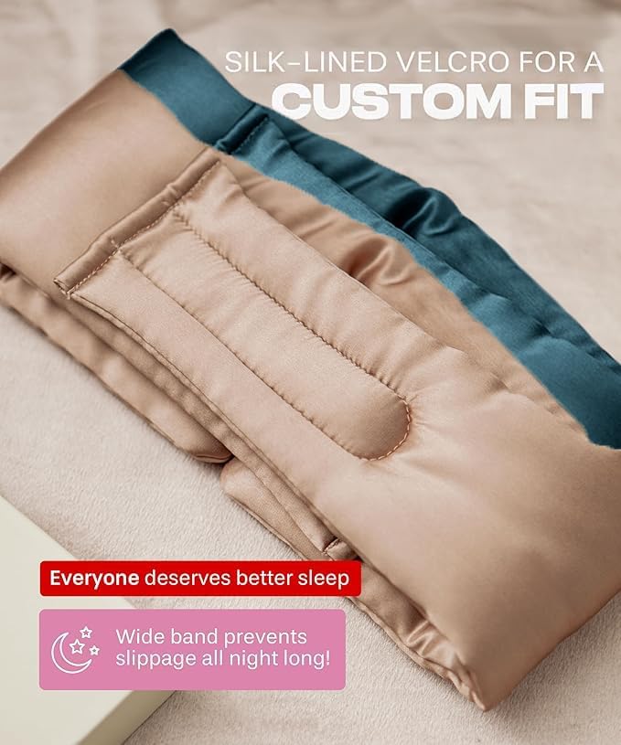 SUNDAYSILKS™ | Adjustable Silk Sleep Mask for Side Sleeper | Cloud-Like Comfort, Weighted for Deep Sleep | Soft Sleep Face Mask for Women & Men, Full Blackout, Cooling Silk Eye Mask for Sleeping (2PK)-Velvo Beauty