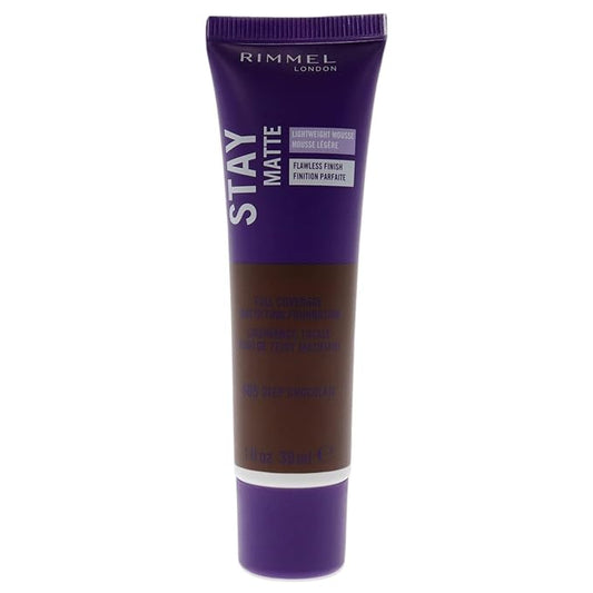 Rimmel London Stay Matte Lightweight Foundation - 605 Deep Chocolate Foundation Women 1 oz-Velvo Beauty