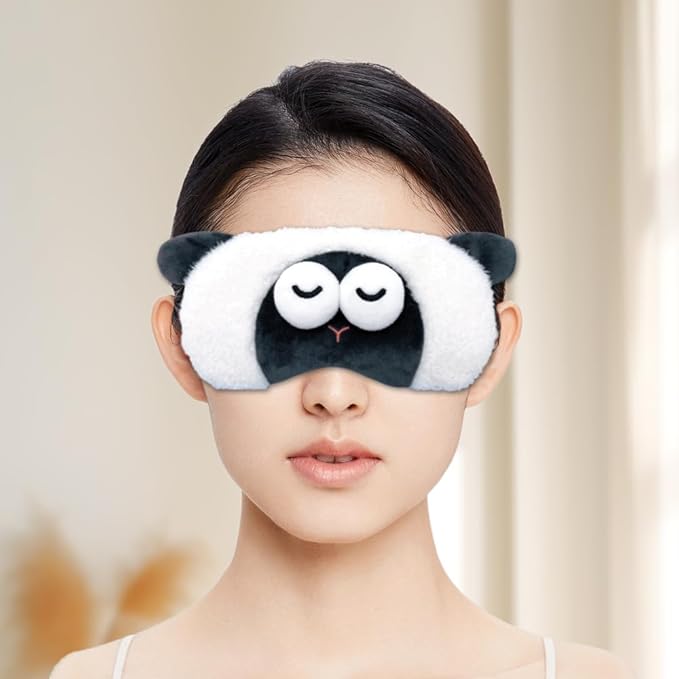 PERFECTSIGHT Sleep Eye Masks, Cute Plush Sleep Eye Cover Lightweight Adjustable Eyeshade Faux Fur Mask Cover for Women Men Sleep Travel Nap (Sheep)-Velvo Beauty